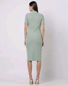 Olive Green Ribbed Midi Bodycon Dress 👗✨