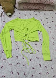 Lime Green Ribbed Crop Top