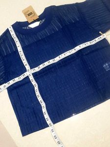 Navy Blue Pleated Mesh Top no 26