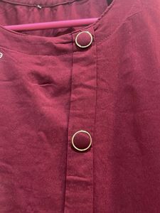 Maroon Embroidered Kurta