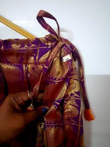 Purple &amp; Gold Silk Brocade Skirt