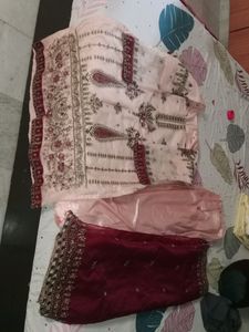 Pakistani Organza Stitched Suit With Shantoon Lini