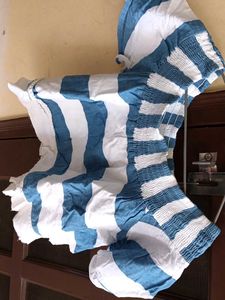 Blue & White Striped Smocked Blouse