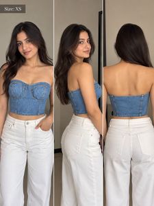 Denim Strapless Corset Top