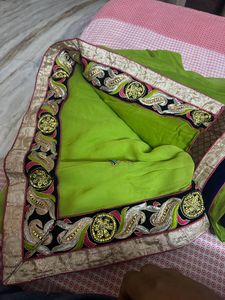 Elegant Designer Green Saree with Stitched Blouse