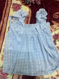 Cute Baby Blue Gingham Top