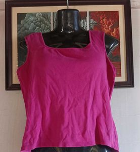 Vibrant Pink Square Neck Tank Top