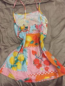 Fun Fruit Print Mini Dress