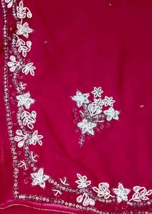 Rose Pink Georgette Saare With Sequins Work🍁✨