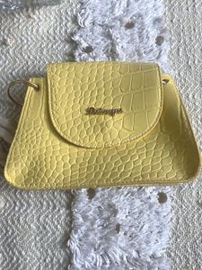 Yellow Croc-Embossed Clutch Bag