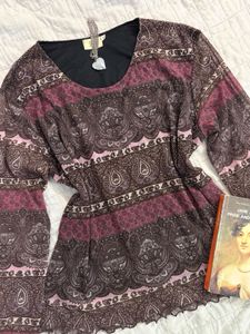 Paisley Y2K Mesh Top