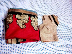 Stunning Red Embroidered Saree