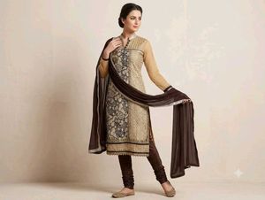 Elegant Beige & Brown Kurta Set