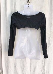 Victoria's Secret Black Cropped Long Sleeve Top