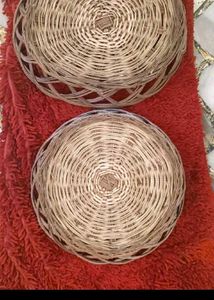 7. TWO Woven Rattan Plates Set