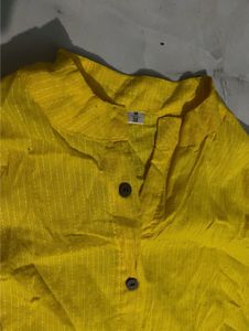 Vibrant Yellow Striped Kurta set