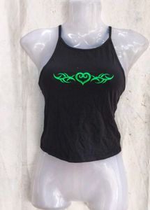 Edgy Black &amp; Green Tribal Heart Cami