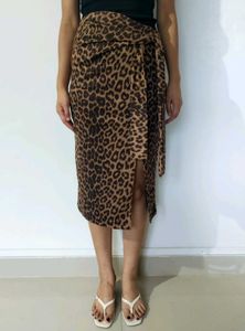 Leopard Print Wrap Skirt