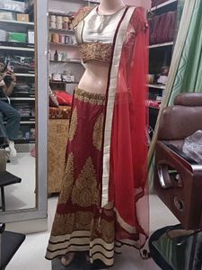 Beautiful Maroon &amp; Gold Lehenga Choli Set