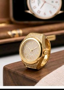 Gold-Tone Diamond Ring Watch