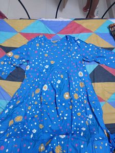 Anouk Women Blue &amp; Yellow Floral Printed Kurta