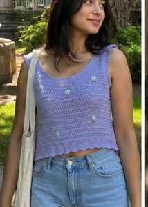 Lavender Crochet Daisy Tank Top