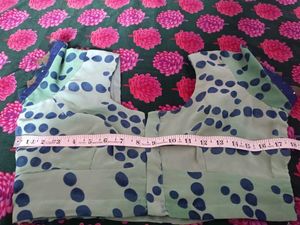 Blue &amp; Green Saree with Polka Dots