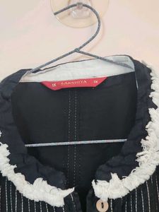 Stylish Black Kurta with White Trim