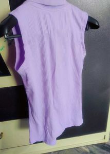 Lavender Ribbed Polo Tank Top
