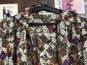 Retro Patterned Button-Up Shrug