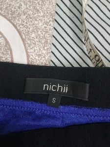(700)Blue Mini Skirt with Textured Detail