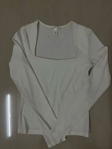 H&M White Long Sleeve Top