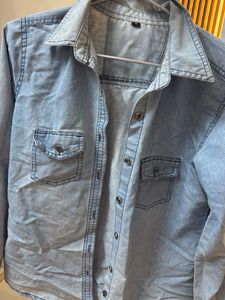 women Light Wash Denim Shirt