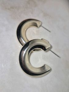 anti tarnish Chunky silver Hoop Earrings