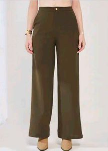 Olive Green Wide Leg Trousers