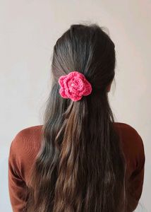 Handmade Crochet Rose Hair Tie Accessory