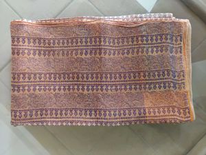 Elegant Rust and Brown Cotton Printed Kota Saree