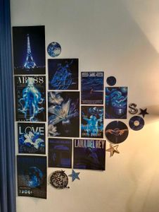 Aesthetic Blue Wall Poster Collage Kit