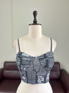 Unique Newspaper Print Crop Top