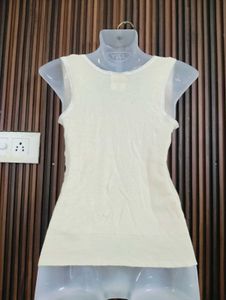 Cream Lace Trim Tank Top