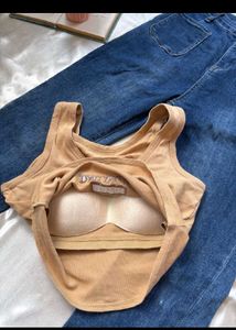 Graphic Crop padded Tank Top
