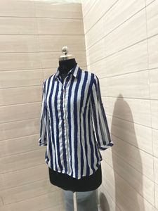 Mesh Striped Casual Shirt