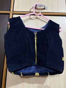 Designer Velvet Crop Top &amp; Ruffled Skirt Set