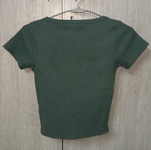 Olive Green Ribbed Crop Top