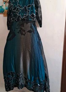 Elegant Teal &amp; Black Gown