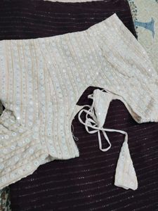 Elegant Sequined Saree &amp; Blouse Set