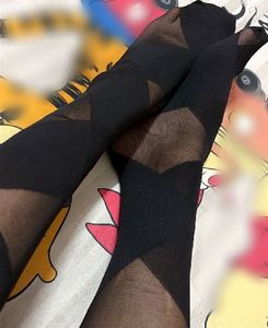 Sheer Black Cross pattern Stalkings