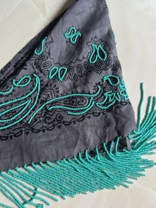 Hand Beaded fringe bandana/neklace