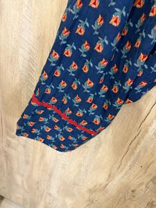 Chic Blue Floral Kurta farshi salwar dupatta set