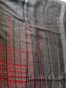 Elegant Grey & Red Saree